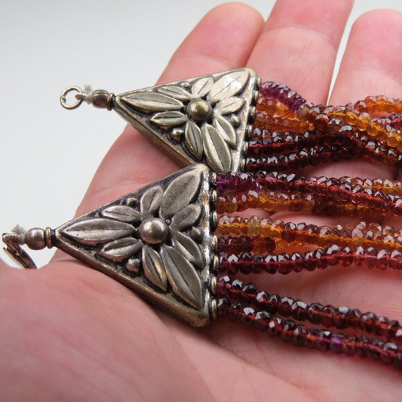 Silver Garner Peridot Citrin 500 CARAT 7 Strands Necklace - Picture 7 of 9